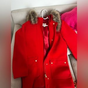 Red J Crew Parka, Size 10